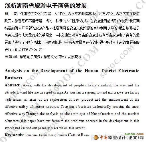 浅析湖南省旅游电子商务的发展