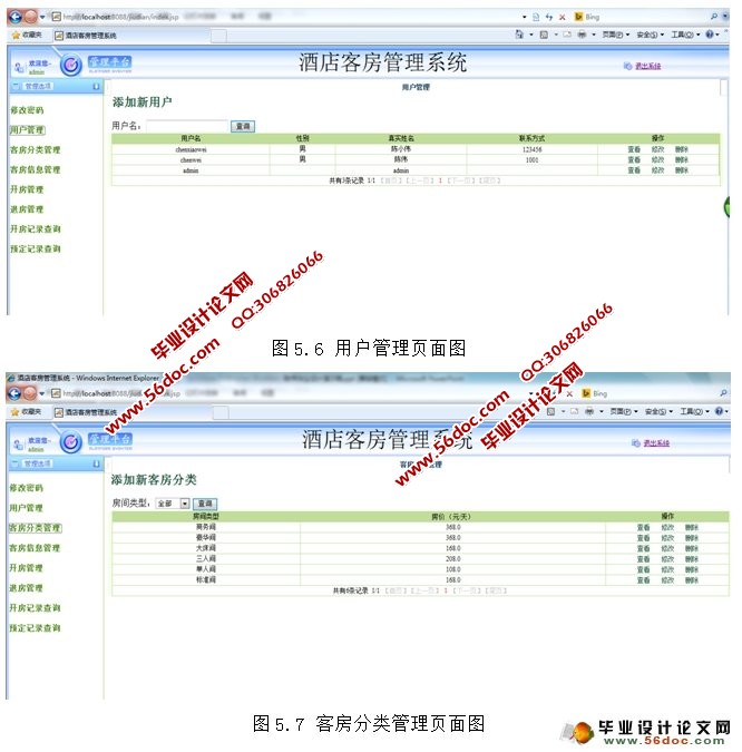 酒店客房管理系统的设计与实现(JSP,SSH,MySQL)(含录像)