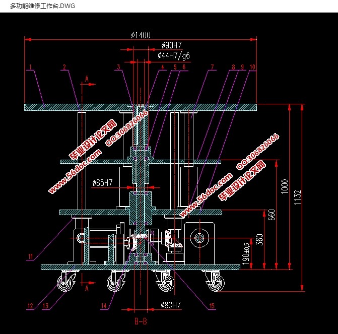 多功能维修工作台的设计(含CAD零件装配图,SolidWorks,IGS三维图)