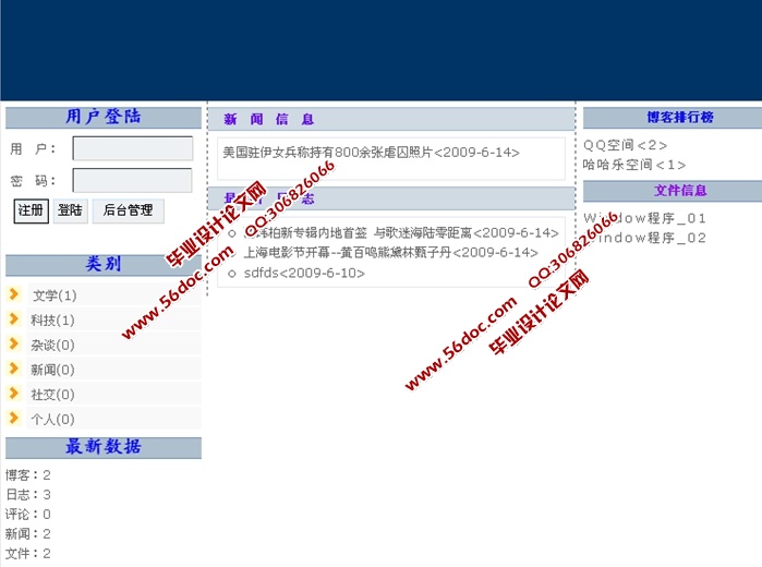 博客平台的设计与实现(ASP.NET,SQL)