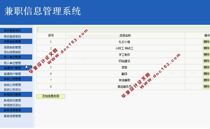 兼职信息管理系统的设计与实现(SSH,MySQL)