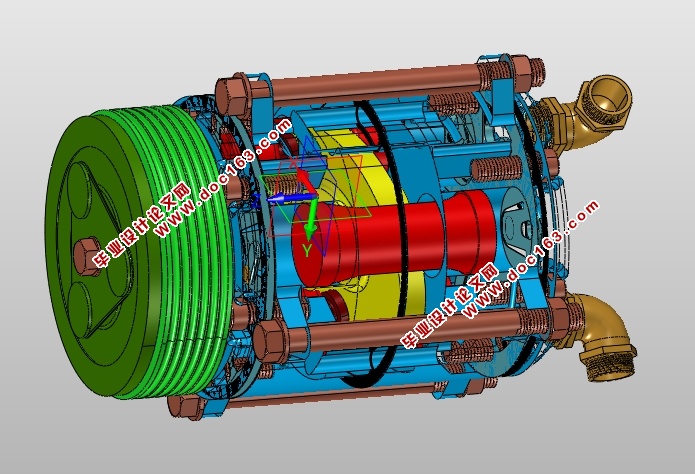 双向活塞斜盘式汽车空调压缩机设计(含CAD零件装配图,IGS,SolidWorks三维图)