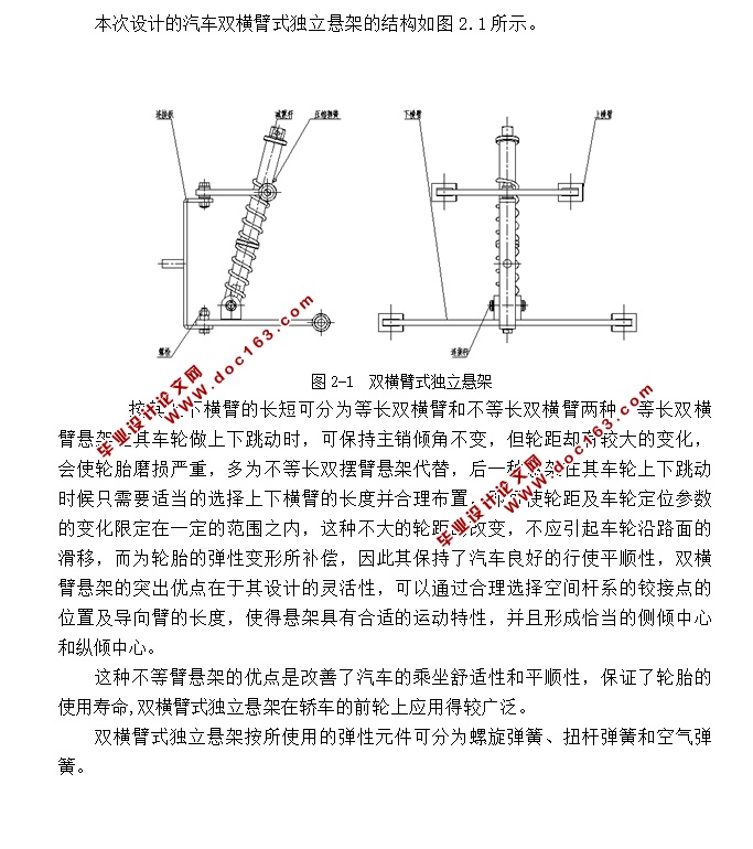 汽车双横臂独立悬架的设计(含CAD零件装配图,IGS,SolidWorks三维图)