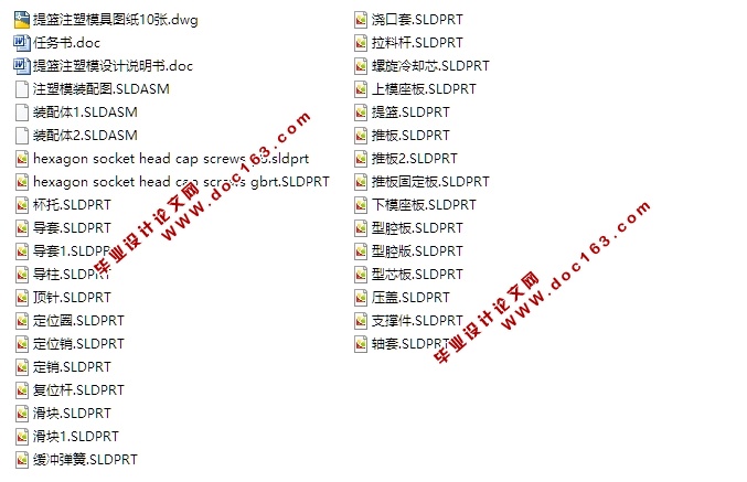 提篮注塑模的设计(含CAD零件装配图,SolidWorks三维图)