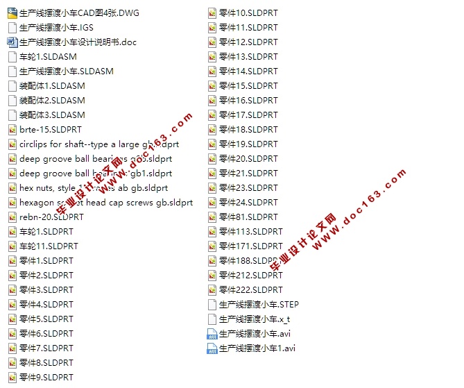生产线摆渡小车的设计(含CAD零件装配图,STEP,IGS,SolidWorks三维图)