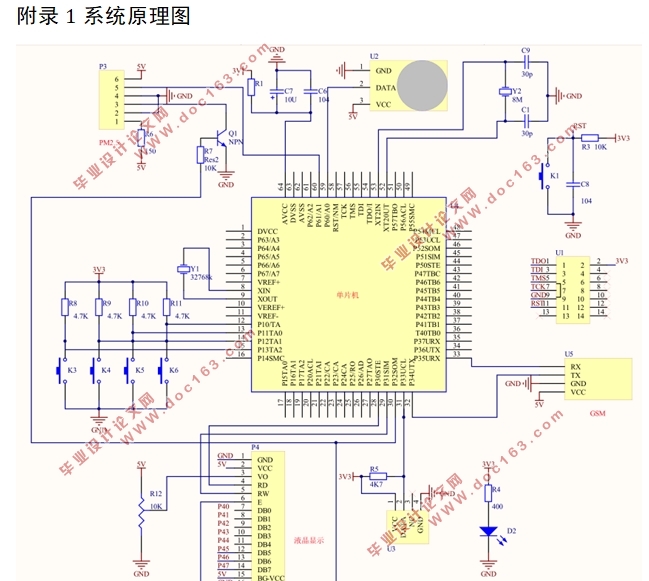 基于单片机和GSM的家庭环境监测系统的设计(附原理图,程序清单)