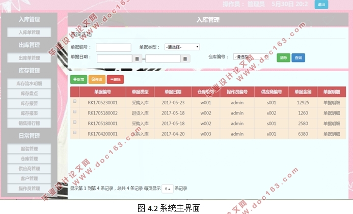 TW公司服装仓库管理系统的设计(SSH,SQLserver)