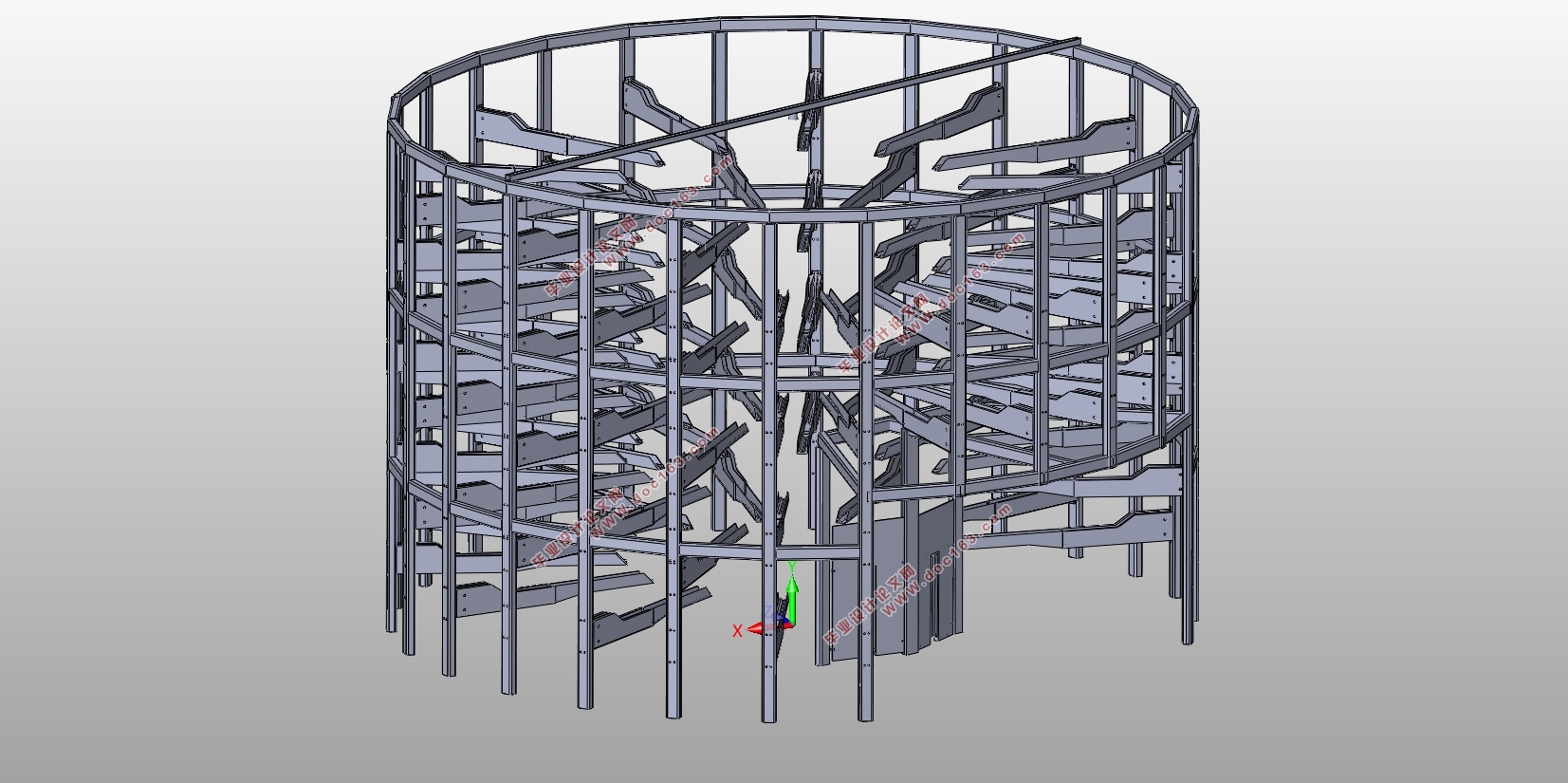 圆塔式智能立体单车库结构设计(含CAD图,SolidWorks三维图)