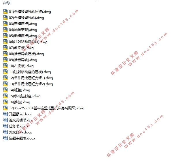 塑料注塑成型机床身结构设计(含CAD零件图装配图)