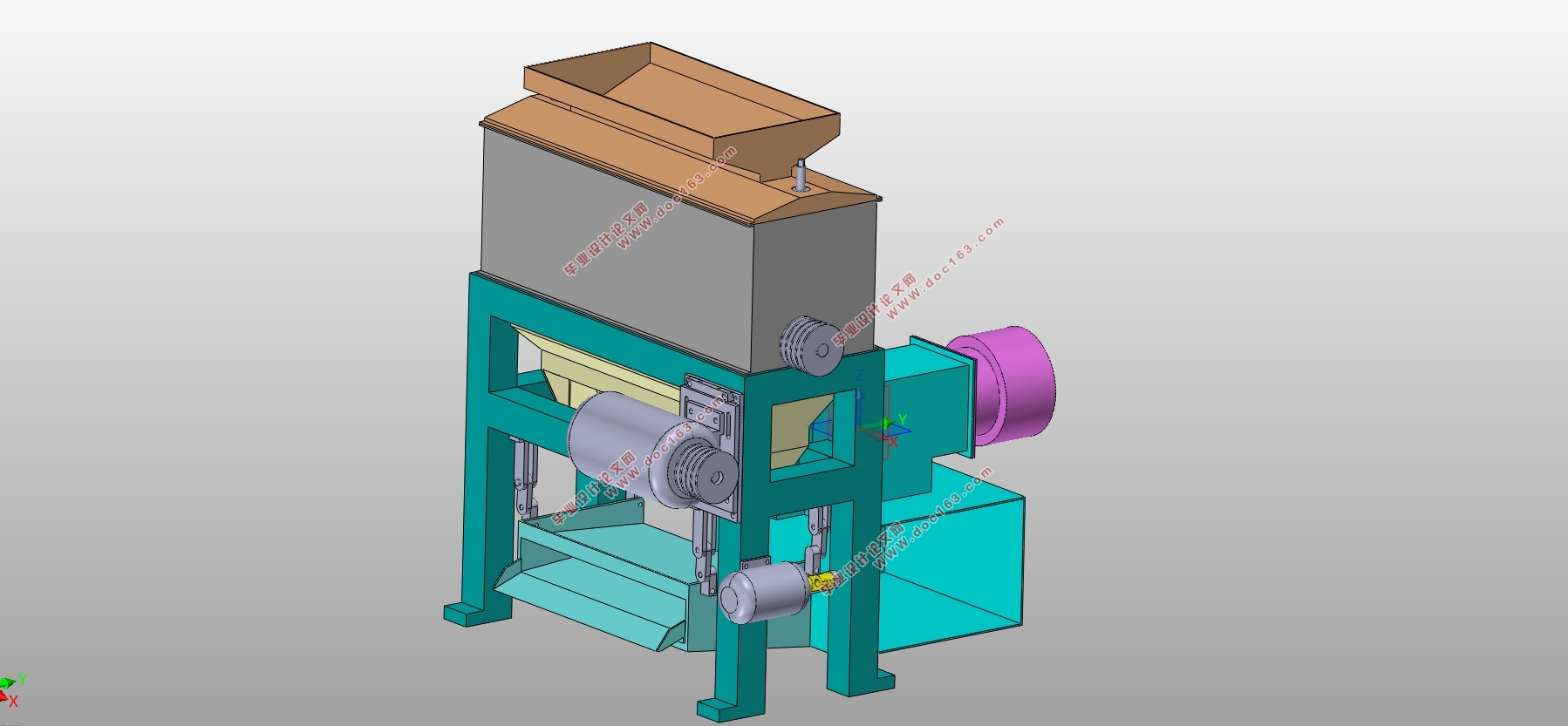 咖啡豆脱壳机结构设计(含CAD零件图装配图,SolidWorks三维图)