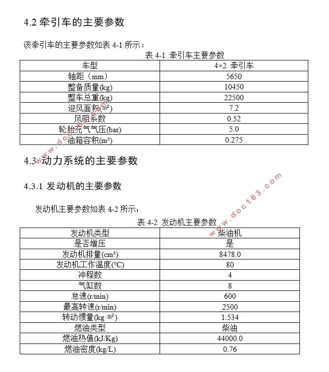 重型牵引车动力系统匹配设计(含CAD零件图装配图)