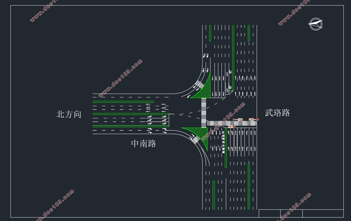 中南路口左转逆向可变车道设计与控制(含CAD图)