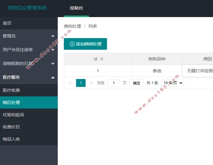 基于Springboot宠物医院管理系统的设计与实现(idea,MySQL)