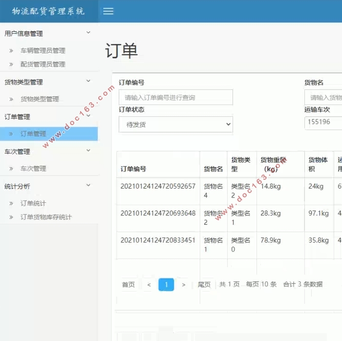 基于SSM的物流配货管理系统的设计与实现(MySQL)