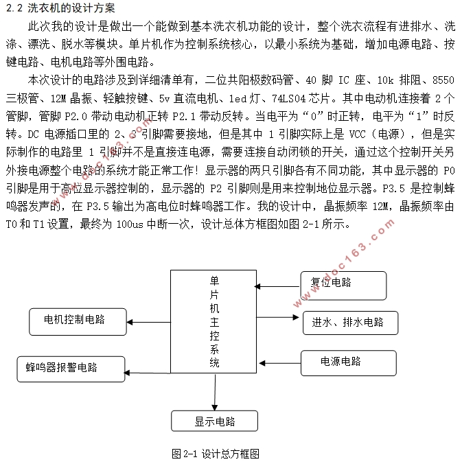 基于单片机的全自动洗衣机系统设计