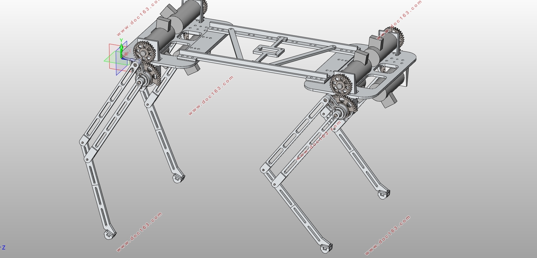 四足机器人机构及其控制系统的设计(含CAD装配图,SolidWorks三维图)