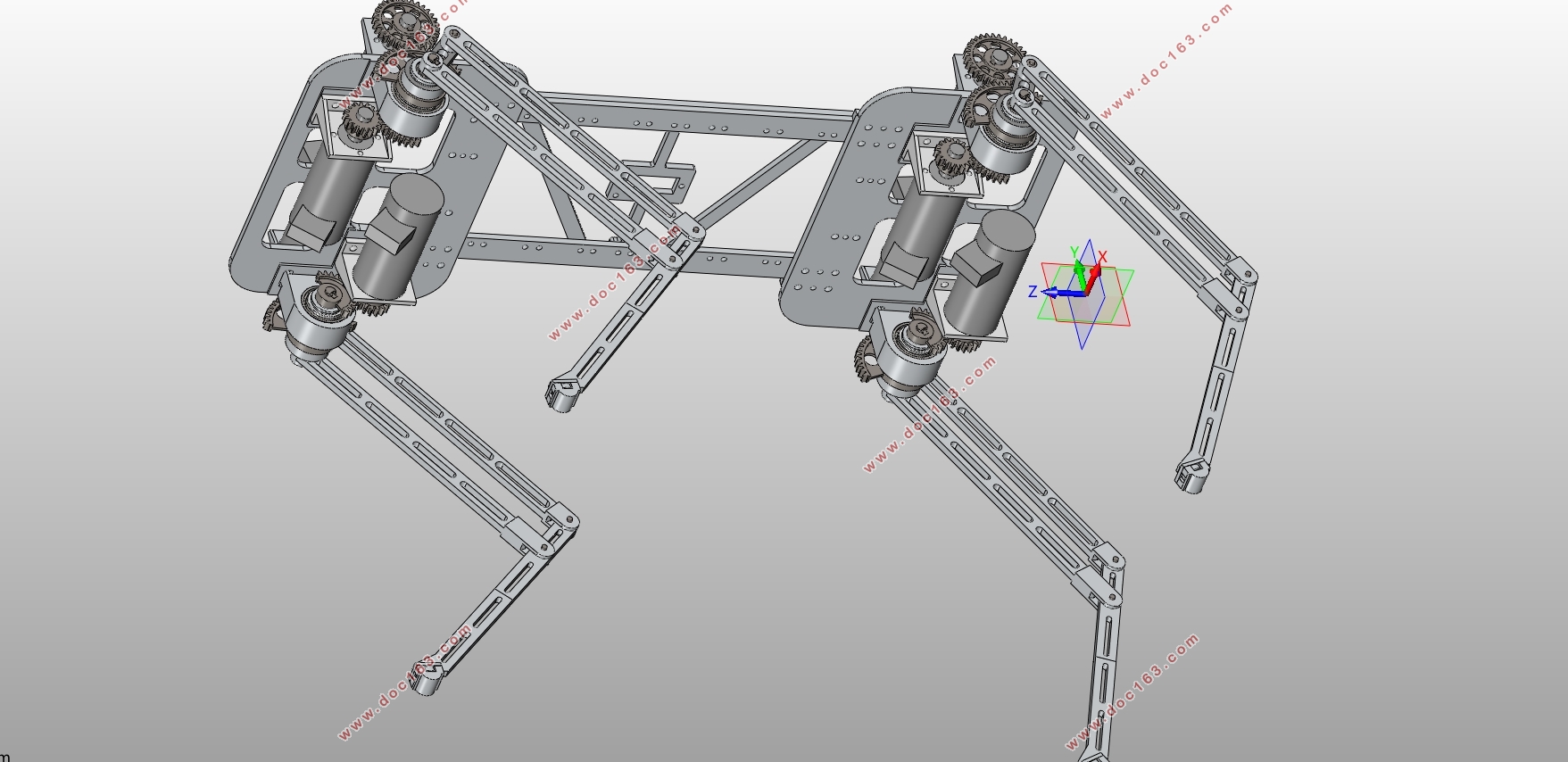 四足机器人机构及其控制系统的设计(含CAD装配图,SolidWorks三维图)