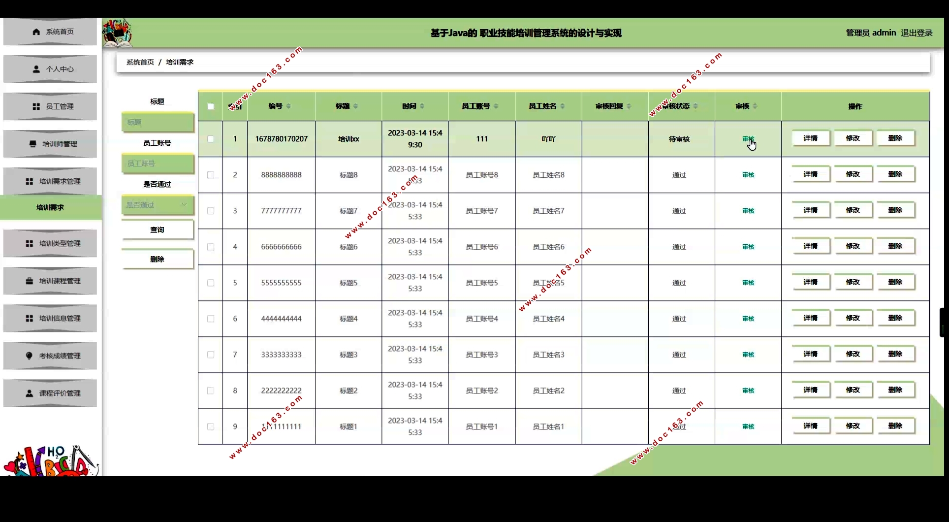 基于Java的职业技能培训管理系统的设计与实现(SSM,MySQL)