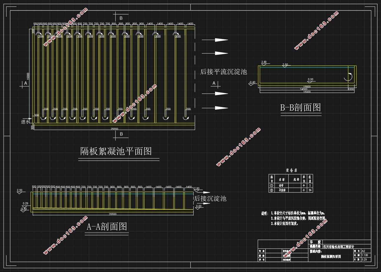 湖北省汉川市给水处理工程设计(含CAD图)